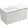 Mexen Orio 90 cm Bathroom Cabinet with Left Otis Sink, 1S, 1D, Gray Matte/White Matte - 91A13-09047-3-BBFF62-W18L01