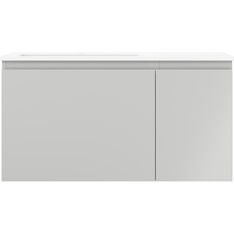 Mexen Orio armario de baño de 90 cm con lavabo Otis izquierdo, 1S, 1D, gris mate/blanco mate - 91A13-09047-3-BBFF62-W18L01