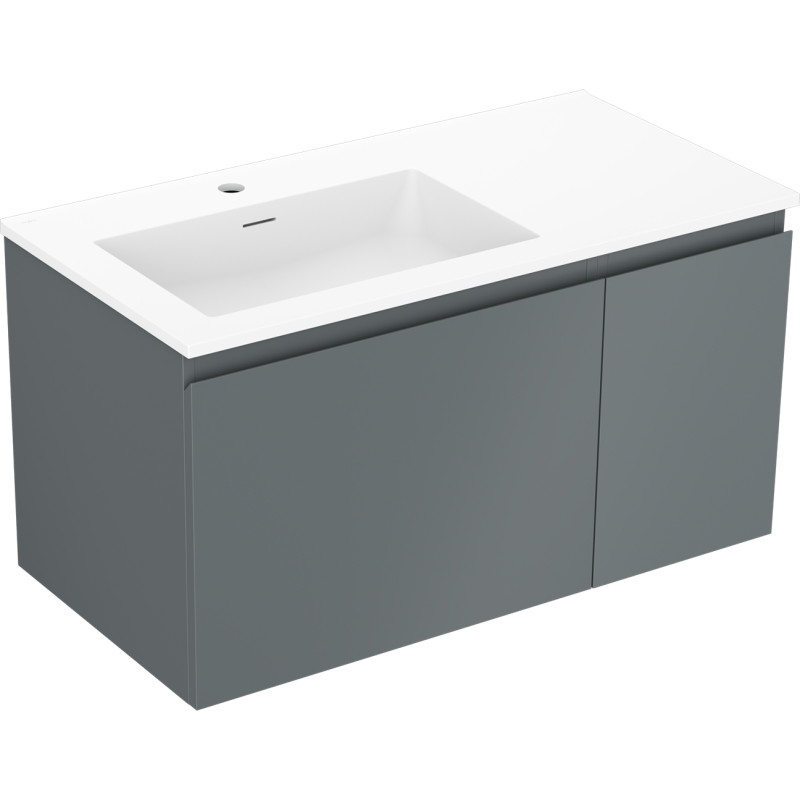 Mexen Orio szafka łazienkowa 90 cm z umywalką Otis lewą, 1S, 1D, grafit mat/biała mat - 91A13-09047-3-BBFF66-W18L01