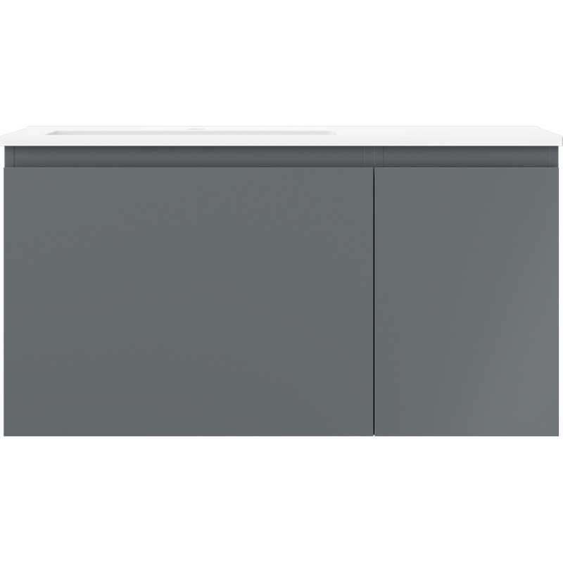 Mexen Orio armoire de salle de bain 90 cm avec lavabo Otis gauche, 1T, 1P, graphite mat/blanc mat - 91A13-09047-3-BBFF66-W18L01