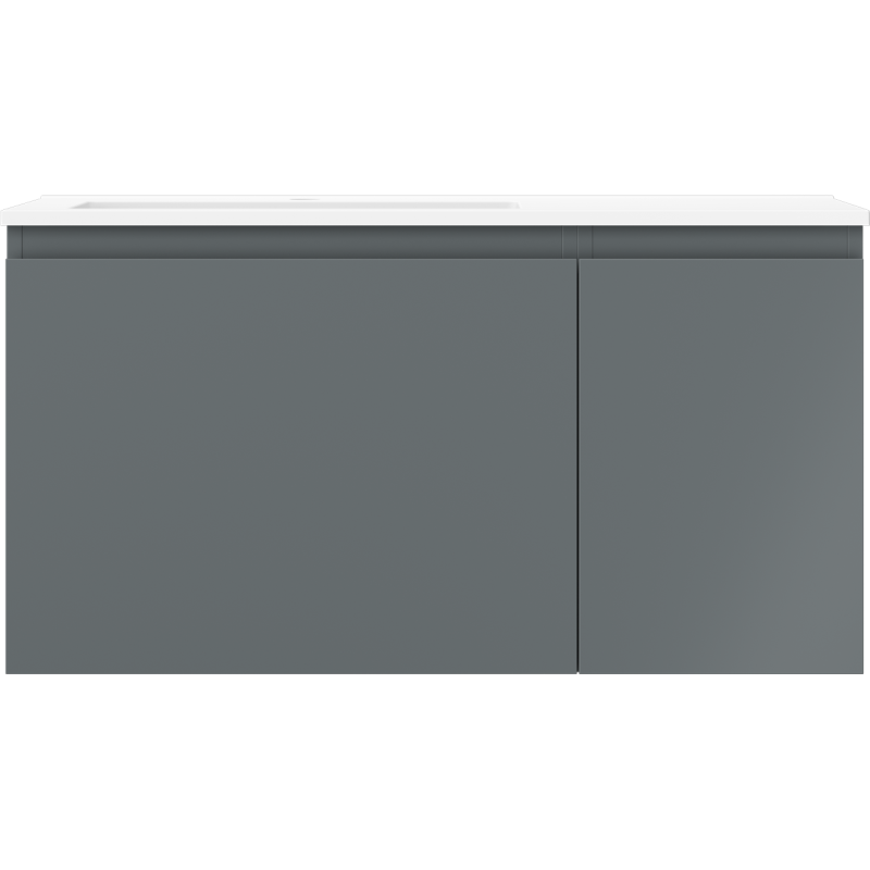 Mexen Orio bathroom cabinet 90 cm with left Otis sink, 1S, 1D, graphite matte/white matte - 91A13-09047-3-BBFF66-W18L01