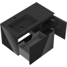 Mexen Orio mueble de baño 90 cm con lavabo Otis izquierdo, 1S, 1D, negro brillo/negro mate - 91A13-09047-3-BBFF70-W18L71