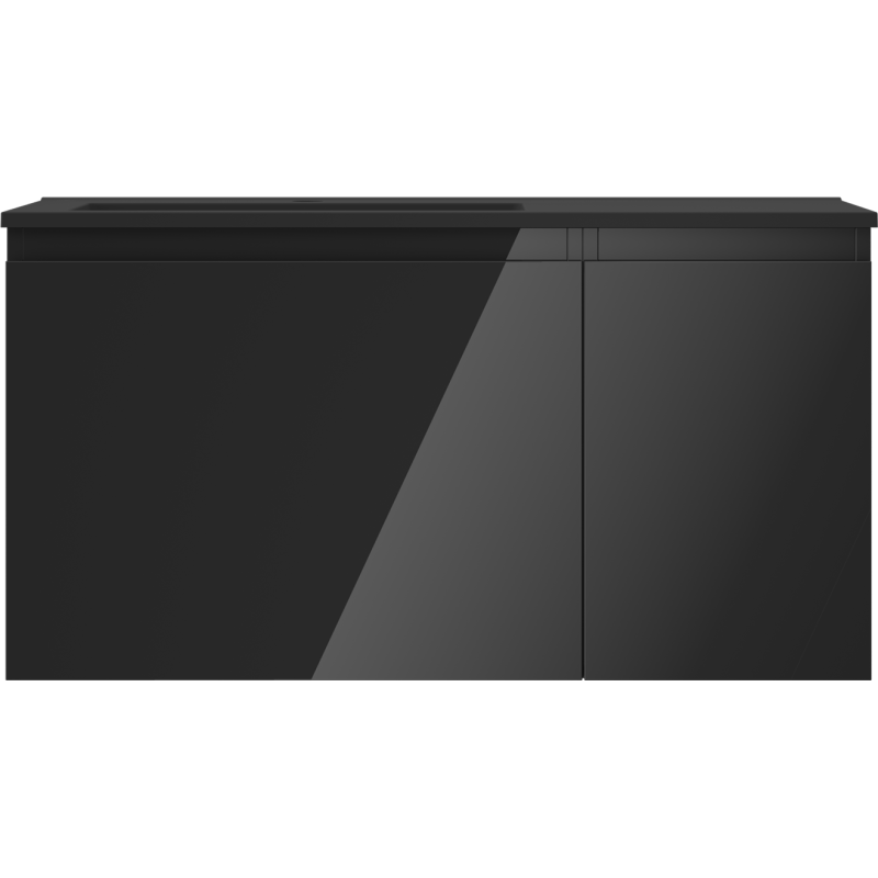 Mexen Orio badkamerkast 90 cm met wastafel Otis links, 1S, 1D, zwart glans/zwart mat - 91A13-09047-3-BBFF70-W18L71