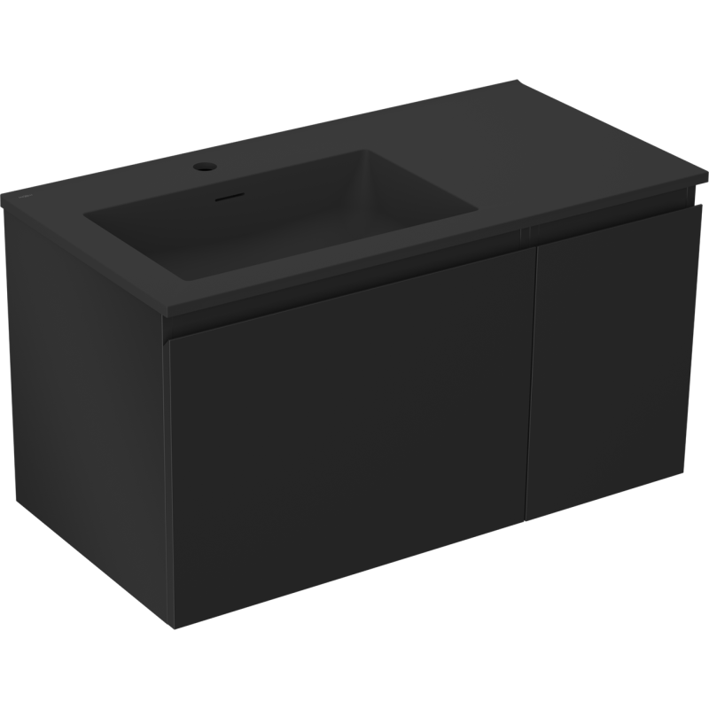 Mexen Orio armadietto da bagno 90 cm con lavabo Otis sinistro, 1S, 1D, nero opaco - 91A13-09047-3-BBFF71-W18L71