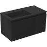 Mexen Orio Badezimmerschrank 90 cm mit Waschbecken Otis links, 1S, 1T, schwarz matt - 91A13-09047-3-BBFF71-W18L71