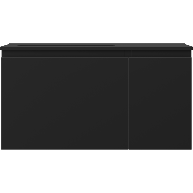 Mexen Orio mueble de baño de 90 cm con lavabo Otis izquierdo, 1S, 1D, negro mate - 91A13-09047-3-BBFF71-W18L71