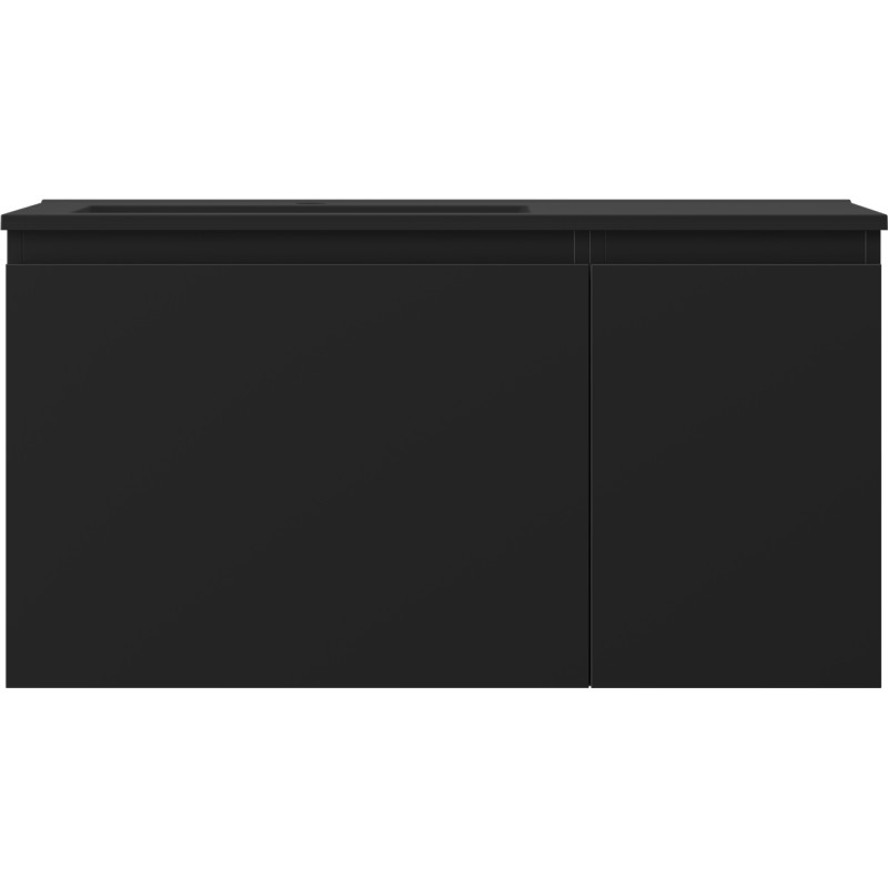 Mexen Orio szafka łazienkowa 90 cm z umywalką Otis lewą, 1S, 1D, czarna mat - 91A13-09047-3-BBFF71-W18L71