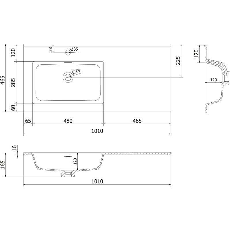 Mexen Orio mobile da bagno 100 cm con lavabo Otis sinistro, 1S, 1D, bianco opaco - 91A13-10047-3-BBFF01-W18L01