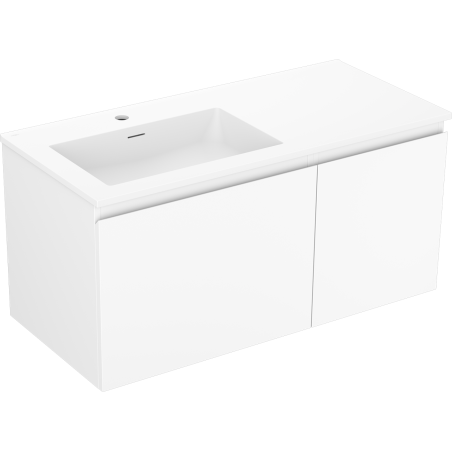 Mexen Orio bathroom cabinet 100 cm with Otis left sink, 1S, 1D, white matt - 91A13-10047-3-BBFF01-W18L01