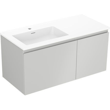 Mexen Orio bathroom cabinet 100 cm with Otis left sink, 1S, 1D, gray matte/white matte - 91A13-10047-3-BBFF62-W18L01