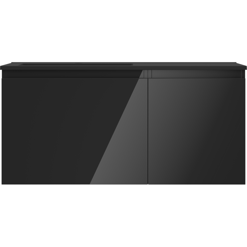 Mexen Orio mobile da bagno 100 cm con lavabo Otis sinistra, 1S, 1D, nero lucido/nero opaco - 91A13-10047-3-BBFF70-W18L71