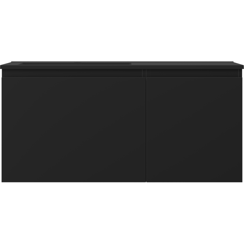 Mexen Orio meuble de salle de bain 100 cm avec lavabo Otis gauche, 1S, 1D, noir mat - 91A13-10047-3-BBFF71-W18L71