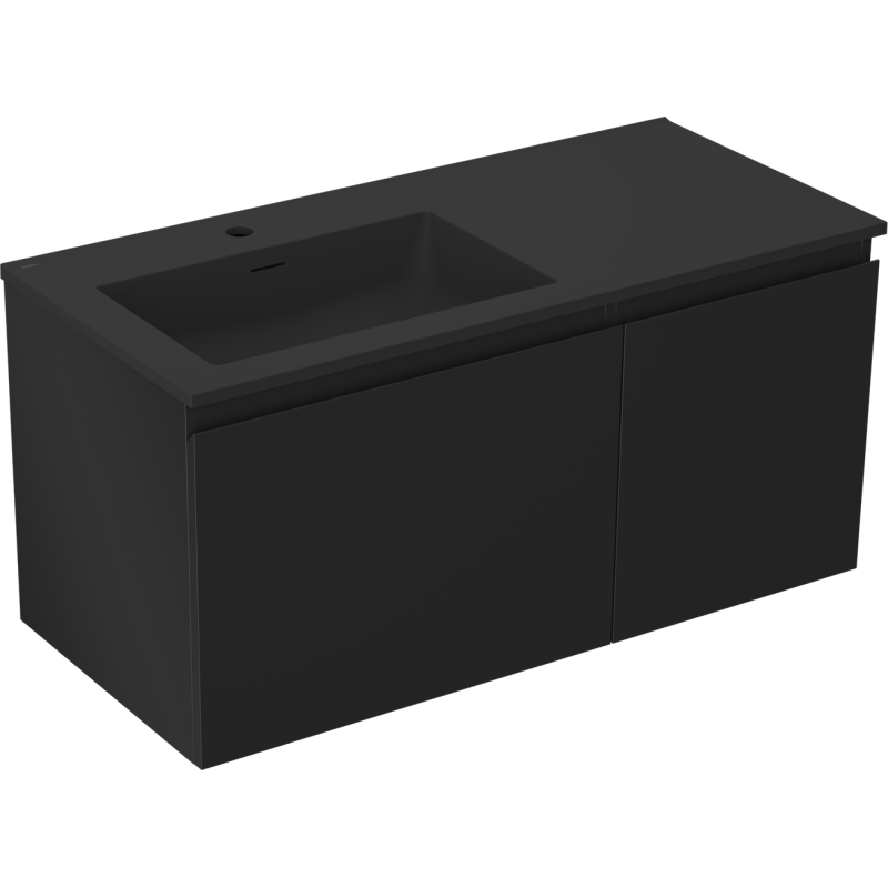 Mexen Orio bathroom cabinet 100 cm with Otis left sink, 1S, 1D, black matte - 91A13-10047-3-BBFF71-W18L71
