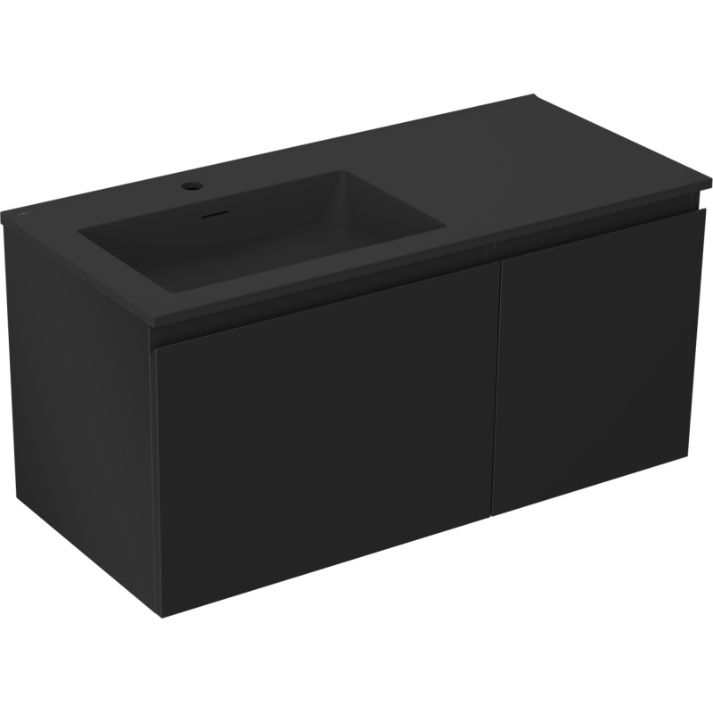 Mexen Orio mueble de baño de 100 cm con lavabo Otis izquierdo, 1S, 1D, negro mate - 91A13-10047-3-BBFF71-W18L71
