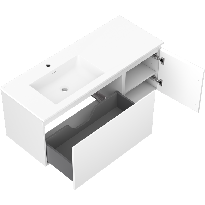 Mexen Orio armadietto bagno 120 cm con lavabo Otis sinistro, 1S, 1D, bianco opaco - 91A13-12047-3-BBFF01-W18L01