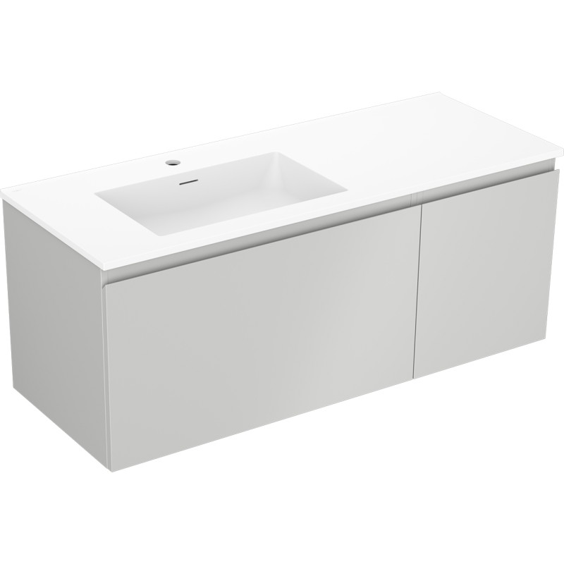 Mexen Orio Badezimmerschrank 120 cm mit Waschbecken Otis links, 1S, 1D, grau matt/weiß matt - 91A13-12047-3-BBFF62-W18L01