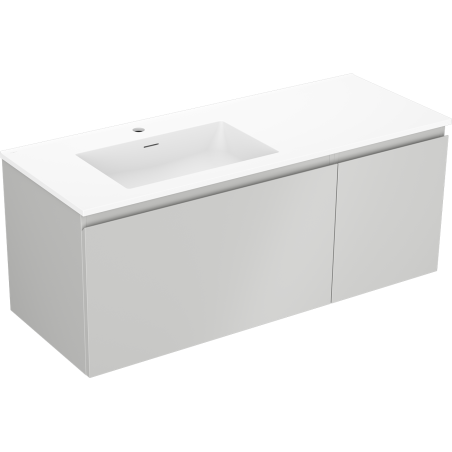 Mexen Orio Badezimmerschrank 120 cm mit Otis Waschbecken links, 1S, 1D, grau matt/weiß matt - 91A13-12047-3-BBFF62-W18L01