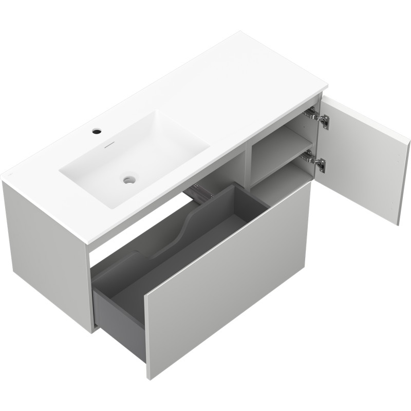 Mexen Orio meuble de salle de bain 120 cm avec lavabo Otis gauche, 1T, 1P, gris mat/blanc mat - 91A13-12047-3-BBFF62-W18L01