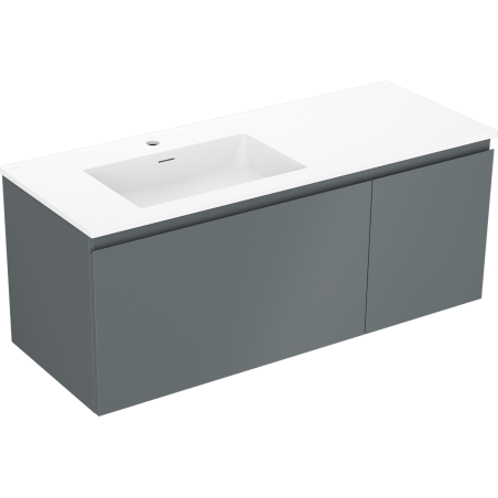 Mexen Orio 120 cm bathroom cabinet with Otis left sink, 1S, 1D, matte graphite/white matte - 91A13-12047-3-BBFF66-W18L01