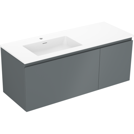 Mexen Orio armario de baño de 120 cm con lavabo Otis izquierdo, 1S, 1D, grafito mate/blanco mate - 91A13-12047-3-BBFF66-W18L01