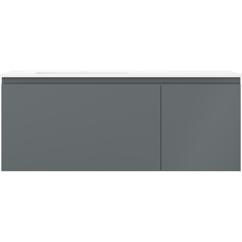 Mexen Orio armario de baño de 120 cm con lavabo Otis izquierdo, 1S, 1D, grafito mate/blanco mate - 91A13-12047-3-BBFF66-W18L01