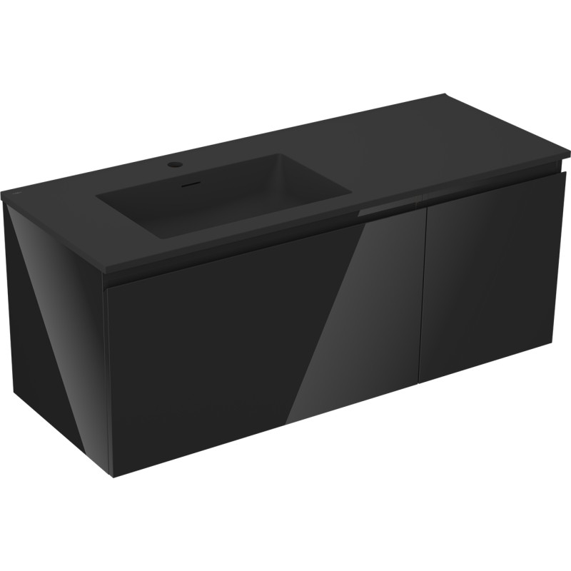 Mexen Orio armadietto da bagno 120 cm con lavabo Otis sinistro, 1S, 1D, nero lucido/nero opaco - 91A13-12047-3-BBFF70-W18L71