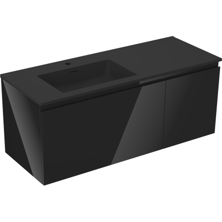 Mexen Orio mueble de baño de 120 cm con lavabo Otis izquierdo, 1S, 1D, negro brillo/negro mate - 91A13-12047-3-BBFF70-W18L71