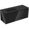 Mexen Orio Badezimmerschrank 120 cm mit Waschbecken Otis links, 1S, 1D, schwarz glänzend/schwarz matt