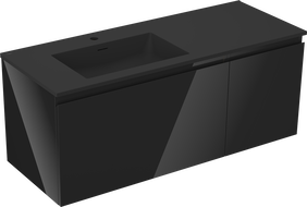 Mexen Orio mueble de baño de 120 cm con lavabo Otis izquierdo, 1S, 1D, negro brillo/negro mate - 91A13-12047-3-BBFF70-W18L71