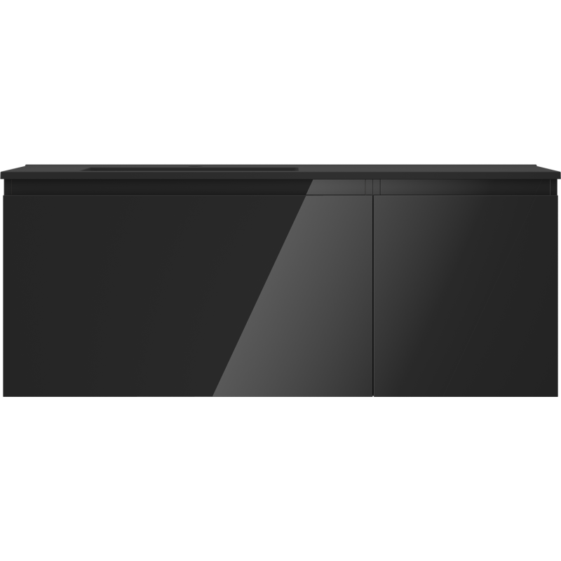 Mexen Orio armário de casa de banho 120 cm com lavatório Otis esquerdo, 1S, 1D, preto brilhante/preto mate