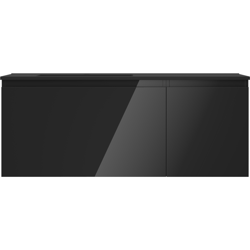 Mexen Orio Badezimmerschrank 120 cm mit Waschbecken Otis links, 1S, 1D, schwarz glänzend/schwarz matt