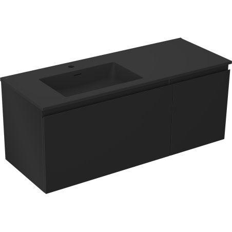 Mexen Orio Badezimmerschrank 120 cm mit Waschbecken Otis links, 1S, 1D, schwarz matt - 91A13-12047-3-BBFF71-W18L71