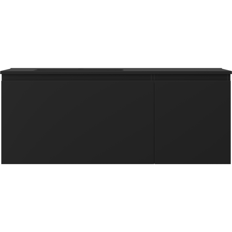 Mexen Orio Badezimmerschrank 120 cm mit Waschbecken Otis links, 1S, 1D, schwarz matt - 91A13-12047-3-BBFF71-W18L71