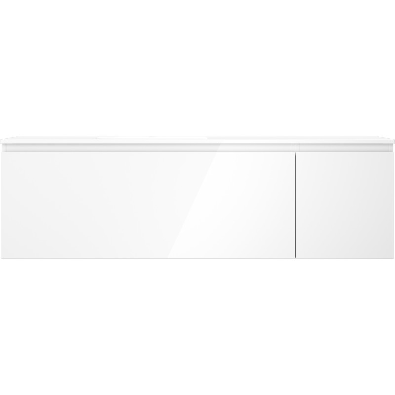 Mexen Orio Badezimmerschrank 160 cm mit Waschbecken Otis links, 1S, 1D, weiß glänzend - 91A13-16047-3-BBFF00-W18L00
