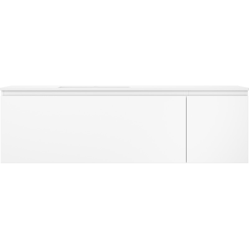 Mexen Orio Badezimmerschrank 160 cm mit linkem Otis-Waschbecken, 1S, 1D, weiß matt - 91A13-16047-3-BBFF01-W18L01