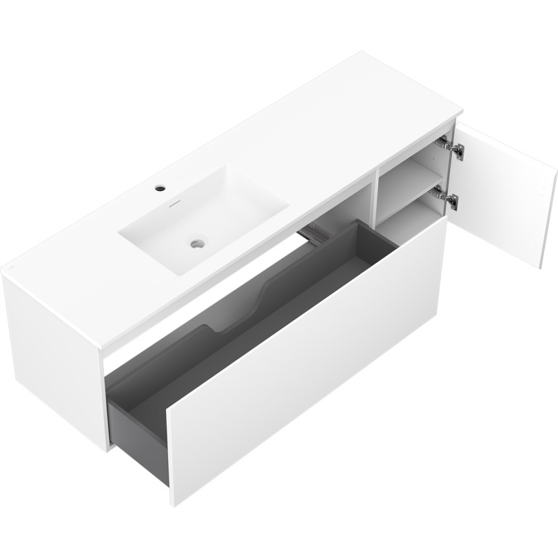 Mexen Orio badkamerkast 160 cm met wasbak Otis links, 1S, 1D, wit mat - 91A13-16047-3-BBFF01-W18L01