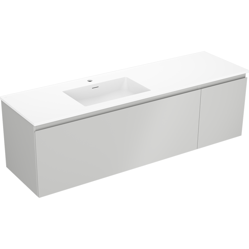 Mexen Orio meuble de salle de bain 160 cm avec lavabo Otis gauche, 1S, 1D, gris mat/blanc mat - 91A13-16047-3-BBFF62-W18L01