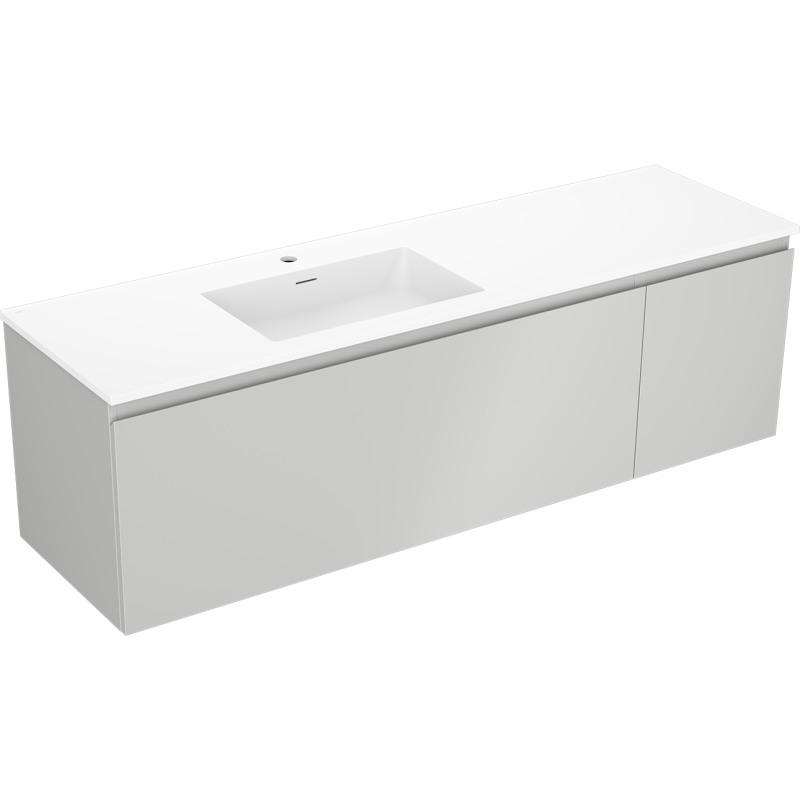 Mexen Orio mobile da bagno 160 cm con lavabo Otis sinistro, 1S, 1D, grigio opaco/bianco opaco - 91A13-16047-3-BBFF62-W18L01