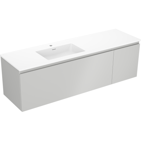 Mexen Orio 160 cm Badezimmerunterschrank mit linkem Waschbecken Otis, 1S, 1D, grau matt/weiß matt - 91A13-16047-3-BBFF62-W18L01
