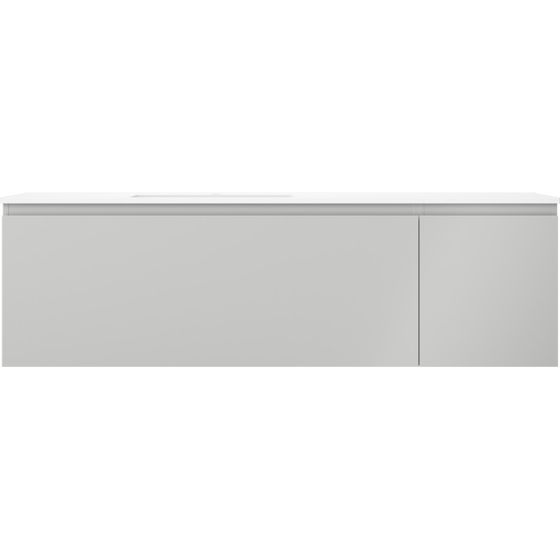 Mexen Orio 160 cm Badezimmerunterschrank mit linkem Waschbecken Otis, 1S, 1D, grau matt/weiß matt - 91A13-16047-3-BBFF62-W18L01
