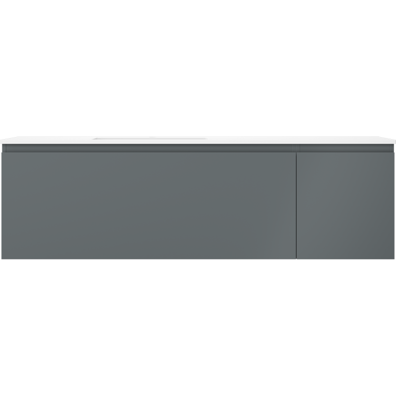 Mexen Orio armario de baño de 160 cm con lavabo Otis izquierdo, 1S, 1D, grafito mate/blanco mate - 91A13-16047-3-BBFF66-W18L01