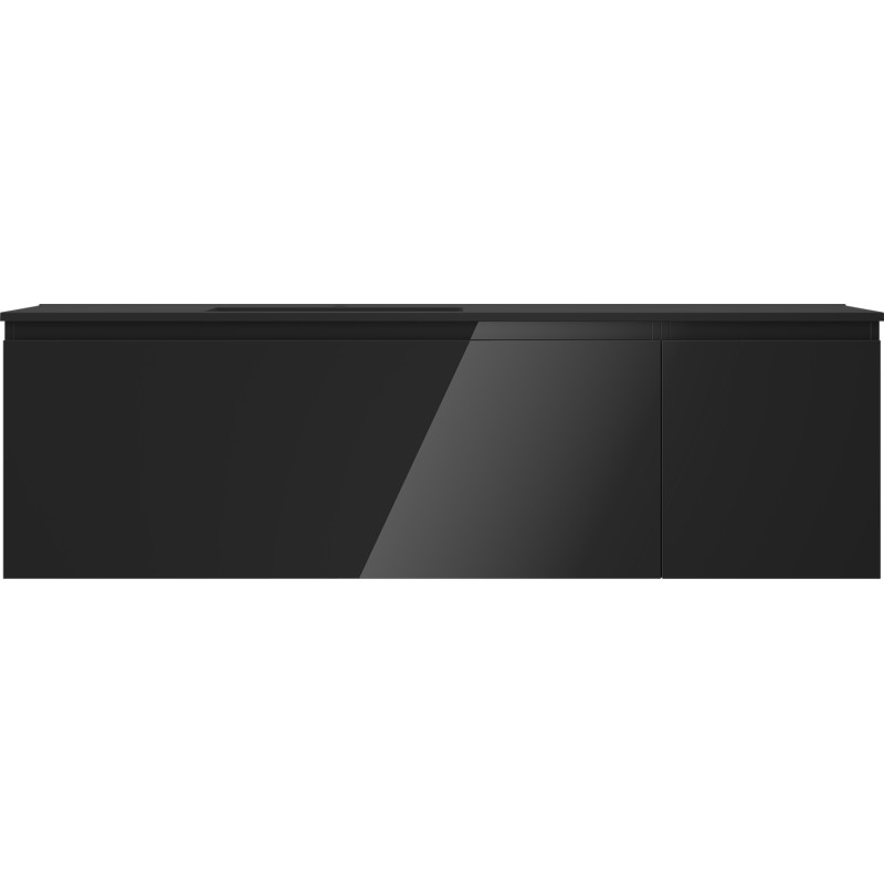 Mexen Orio mobile bagno 160 cm con lavabo Otis sinistro, 1S, 1D, nero lucido/nero opaco - 91A13-16047-3-BBFF70-W18L71