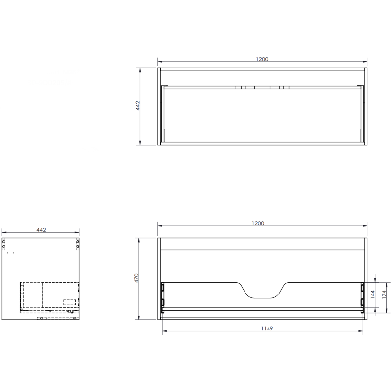 Mexen Orio armadietto da bagno 160 cm con lavabo Otis sinistro, 1S, 1D, nero opaco - 91A13-16047-3-BBFF71-W18L71