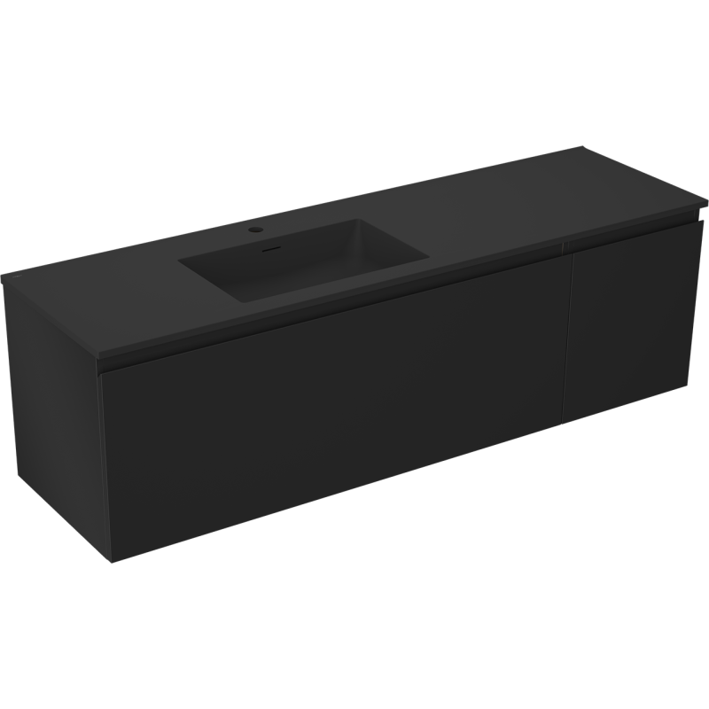 Mexen Orio gabinete de baño 160 cm con lavabo Otis izquierdo, 1S, 1D, negro mate - 91A13-16047-3-BBFF71-W18L71