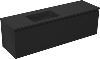 Mexen Orio armadietto da bagno 160 cm con lavabo Otis sinistro, 1S, 1D, nero opaco - 91A13-16047-3-BBFF71-W18L71