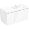 Mexen Orio 90 cm bathroom cabinet with Otis right sink, 1S, 1D, white gloss - 91A13-09047-3-BBFF00-W18P00
