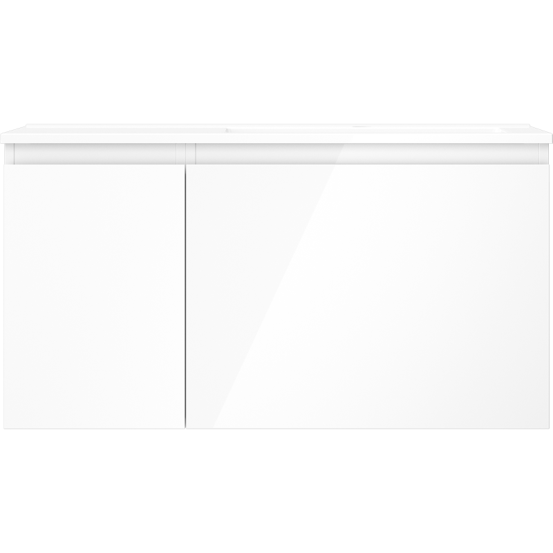 Mexen Orio Badezimmerschrank 90 cm mit rechter Otis-Waschtisch, 1S, 1D, weiß glänzend - 91A13-09047-3-BBFF00-W18P00