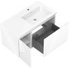 Mexen Orio 90 cm bathroom cabinet with Otis right sink, 1S, 1D, white gloss - 91A13-09047-3-BBFF00-W18P00