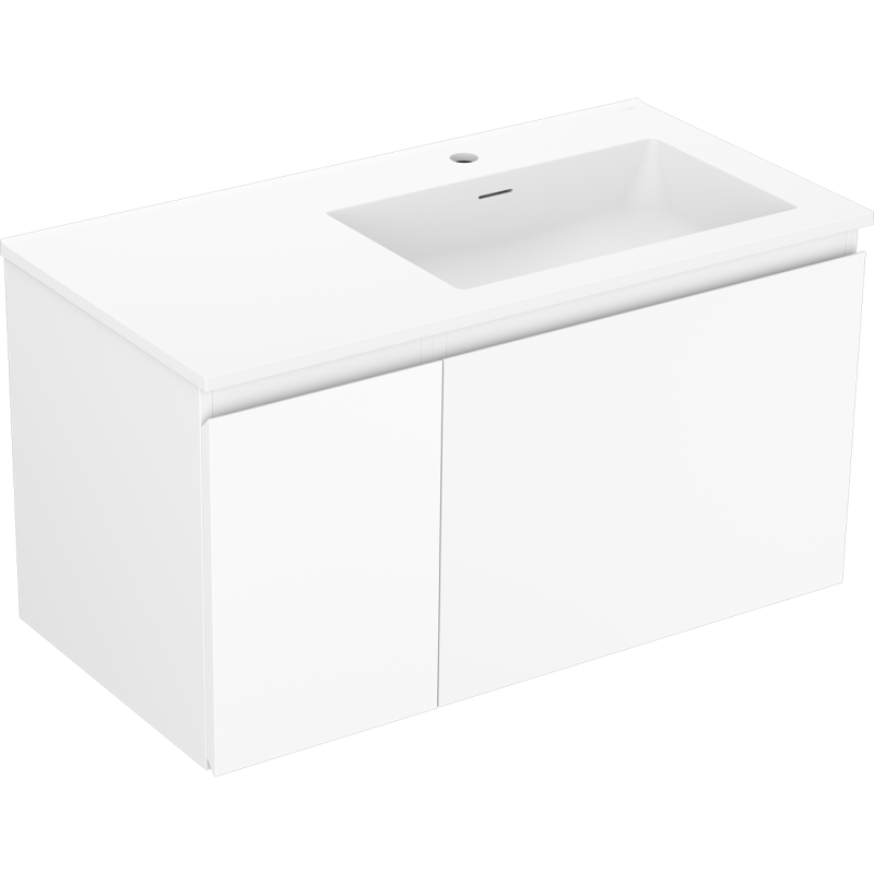 Mexen Orio badkamerkast 90 cm met wastafel Otis rechts, 1S, 1D, wit mat - 91A13-09047-3-BBFF01-W18P01