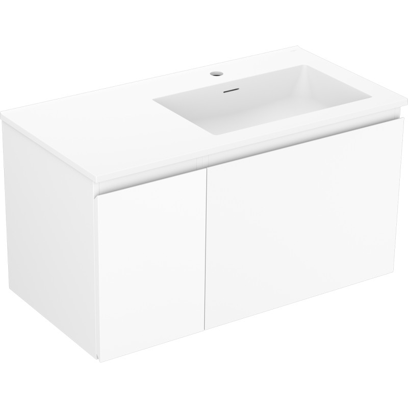 Mexen Orio meuble de salle de bain 90 cm avec lavabo Otis droit, 1S, 1D, blanc mat - 91A13-09047-3-BBFF01-W18P01